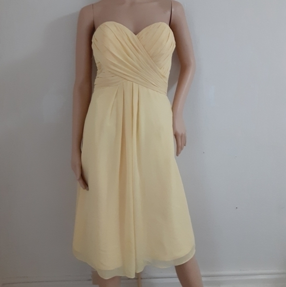 Bill Levkoff yellow strapless dress size 8